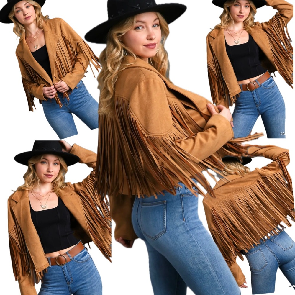 UMGEE Tan Fringe Suede Jacket